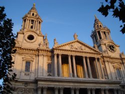The West front of St Paul's Cathedral at sunset Wallpaper
