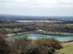 Dis-used Chalk pit from Pitstone Hill, Pitstone, Bucks Wallpaper