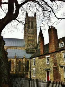 The North West Tower of Lincoln Cathedral from Minster Yard