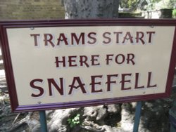 Waiting to go to Snaefell on the mountain railway, Isle of Man