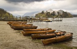 Rowing boats and Catbells Wallpaper