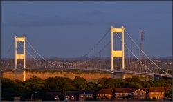 Evening Sun, Old Severn Bridge, Chepstow. Wallpaper