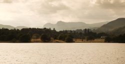 Langdale Pikes from Windermere Wallpaper