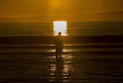 Fisherman at Sunset - Llandanwg beach. Wallpaper