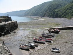 Clovelly - Boats in Harbour - Tide is Out - June 2003 Wallpaper