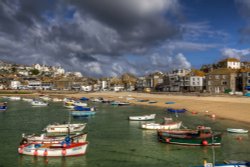 Boats in St Ives Harbour Wallpaper