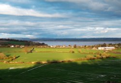 Sun and Shadows on the Meadows, Beachley. Wallpaper