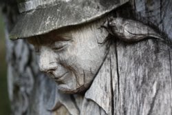 Carved Statue in the Gardens at at Greys Court Wallpaper