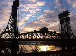 Newport Bridge in Middlesbrough at Sunset by Lewy Wallpaper