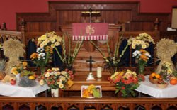 Harvest decorations at Pilling Methodist Chapel, Pilling, Lancashire Wallpaper