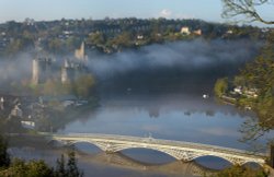 Morning Mist above the Wye, Chepstow Wallpaper
