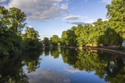 Reflections in Minster Pool, Lichfield Wallpaper
