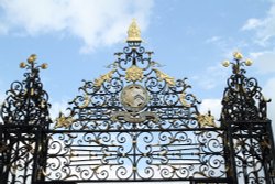 Upper part of  Wrought Iron Gate at east end of Garden Quad, New College, Oxford Wallpaper