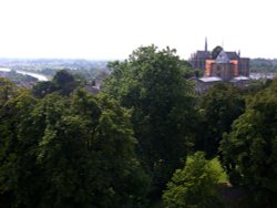 Arundel Cathedral seen from the Keep at Arundel Castle Wallpaper