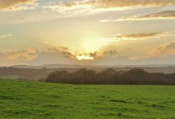 Winter sunset from Heaven's Hill Midgham Berkshire. Wallpaper