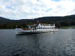 Windermere steamer Teal Wallpaper