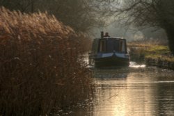 A Narrowboat on the Oxford Canal near Upper Heyford, Oxfordshire