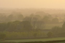 Misty Evening, near Stratton Audley, Oxfordshire Wallpaper