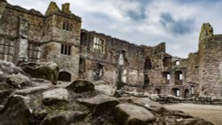 Raglan Castle ruins,  Monmouthshire, Wales Wallpaper