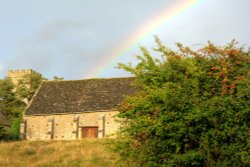 Rainbow over Tithe Barn at Upper Heyford, Oxfordshire Wallpaper