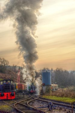Steam Train Approaching Cheddleton Station, Churnet Valley Railway, Staffordshire