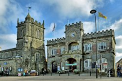 Shaftesbury ~ Town Hall and Church. Wallpaper