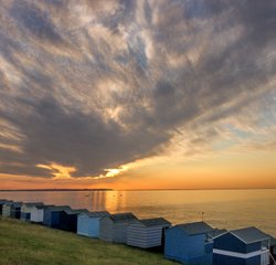 Whitstable Beach Huts at Sunset Wallpaper