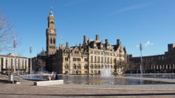Bradford City Hall and Mirror Pool March 2017 Wallpaper