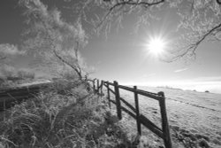 Bright sun on snowy Gun Hill above Meerbrook, Staffordshire Moorlands Wallpaper