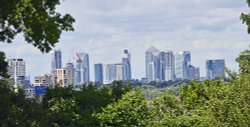 Canary Wharf London from Eltham Palace Garden Wallpaper