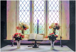 St Peters Church window Trentishoe Northdevon Wallpaper