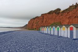 Budleigh Salterton – ColourMono beach huts Wallpaper