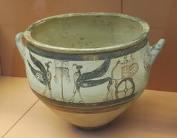 Mycenaean Bowl with Chariot Pulled by a Sphinx