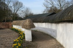 Beautifully restored ancient cob walls in Blewbury Wallpaper