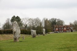 Part of the stone circle and bank at Avebury