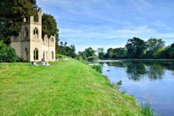A Picnic by the Ruined Abbey in Painshill Park, Cobham, Surrey Wallpaper