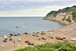 Fishing Boats on Beer Beach, near Seaton Wallpaper