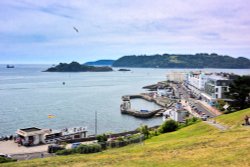 Tinside Pool & Grand Parade, with Drake's Island in the Middle of Plymouth Sound, Viewed from The Hoe Wallpaper