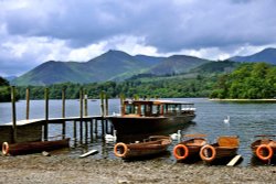 Derwent Water View with Swans in the Lake District Wallpaper