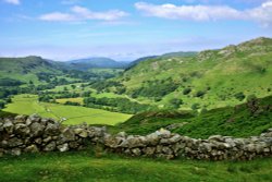 Looking Over a Drystone Wall Across Eskdale to Muncaster Fell in the Lake District Wallpaper