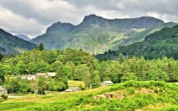 Elterwater Village & the Langdale Pikes in the Lake District Wallpaper