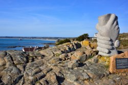 Sculpture Celebrating the Rescue of All Onboard the Saint-Malo, which Struck the Nearby Rocks in 1995 Wallpaper