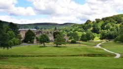 View of Bolton Abbey from the Village Wallpaper
