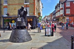 Chaucer Figure by Samantha Holland in Canterbury High Street