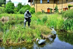 Sir Peter Scott at the Entrance to WWT London Wallpaper