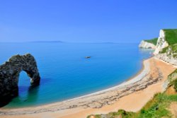 Durdle Door with Beach and Cliffs View