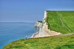 Viewing the Cliffs at Durdle Door, Dorset, England Wallpaper