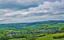 A view of Clun taken from the valley ridge.