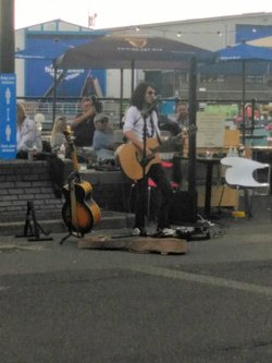 Street musician at Poole Quay
