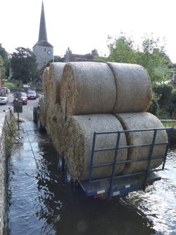 Bails of Hay Crossing the Ford at Eynsford